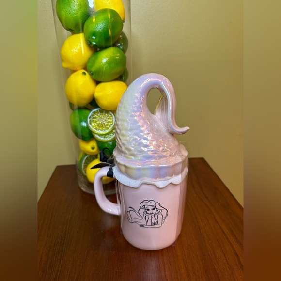 Rae Dunn Ariel …Double Sided Mug - With Mermaid Iridescent Topper - N w/o T - Picture 4 of 8